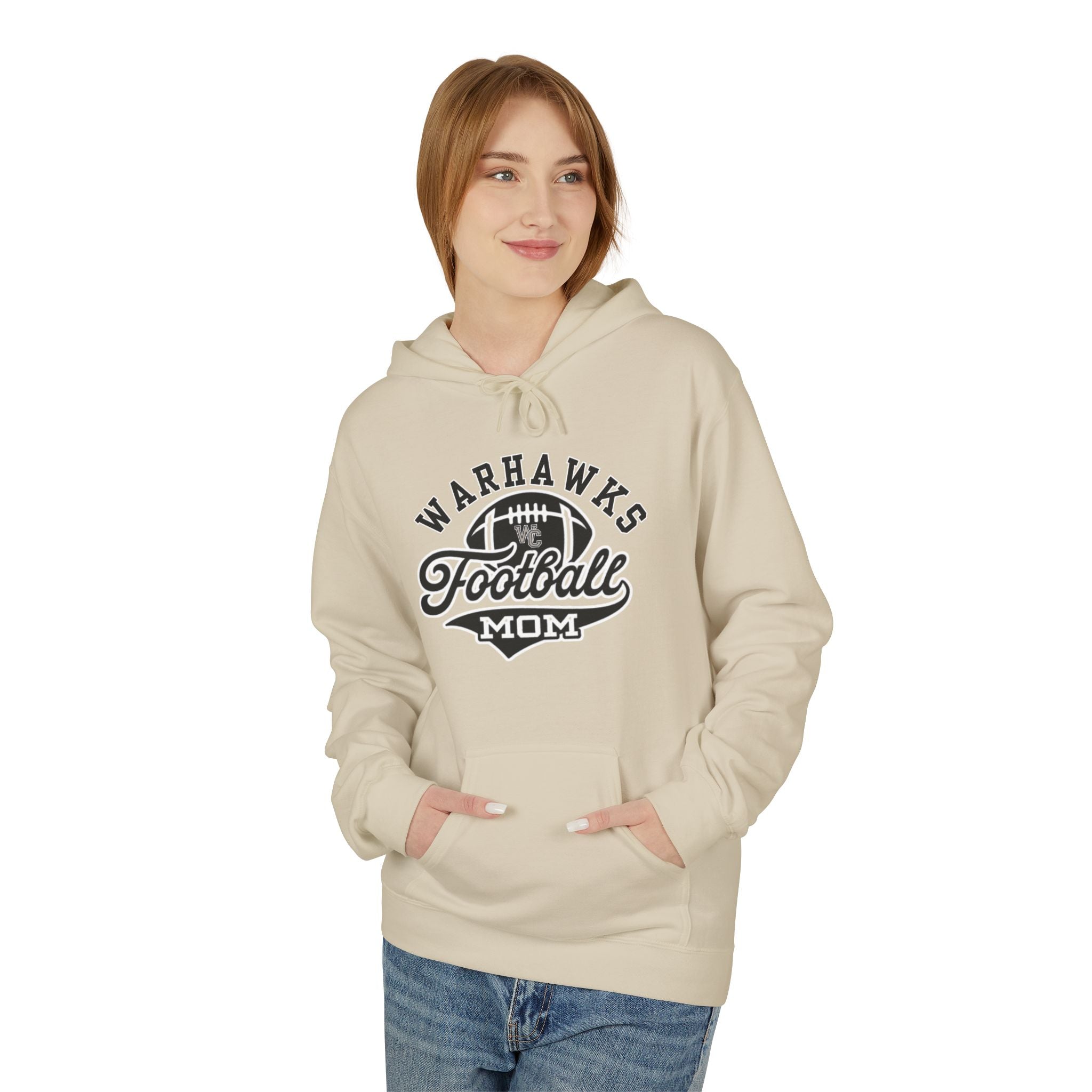 Adult Unisex Warhawks Spirit Script Football Mom Graphic Soft Style Hoodie
