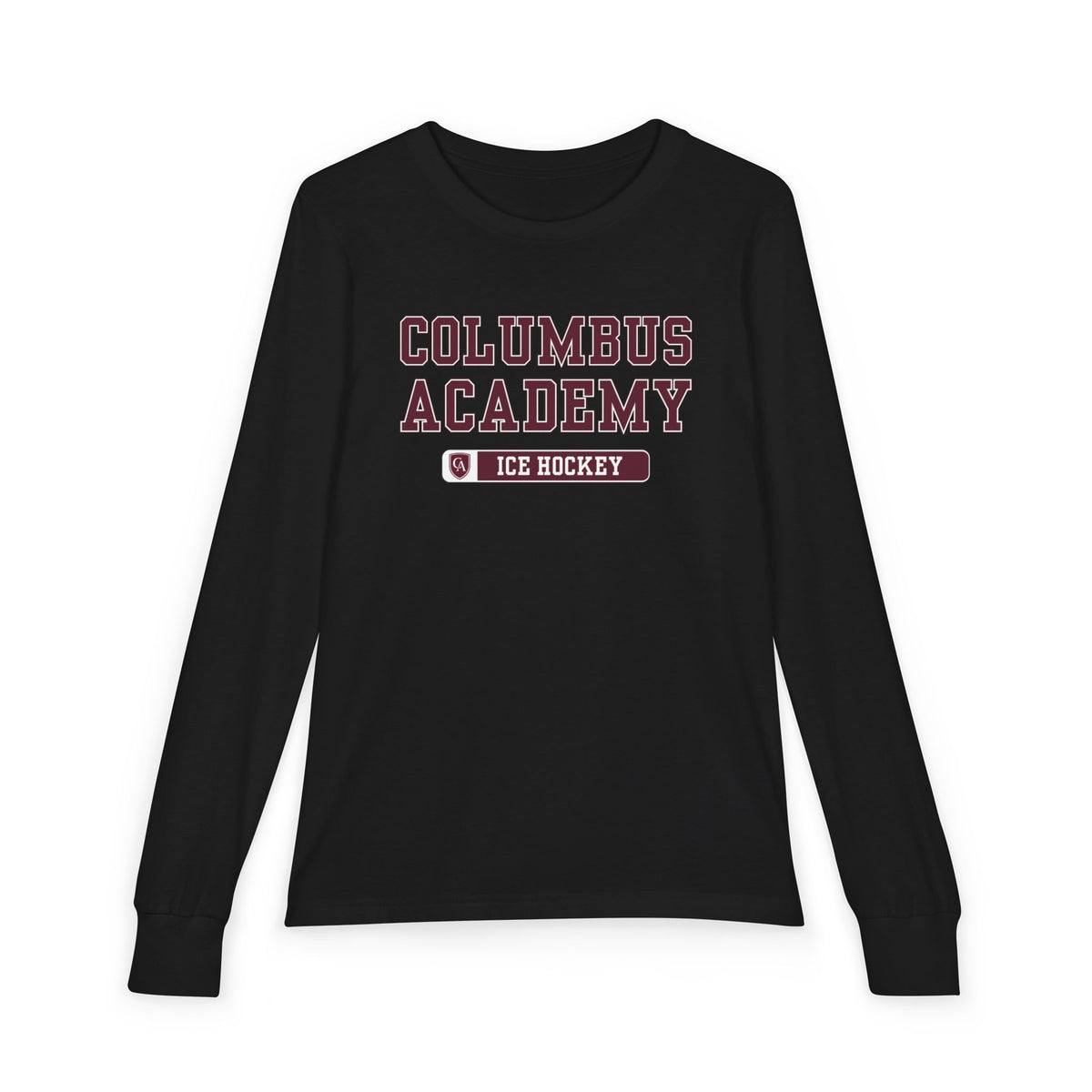 Youth Columbus Academy Ice Hockey Graphic Bella + Canvas Long Sleeve Soft Tee