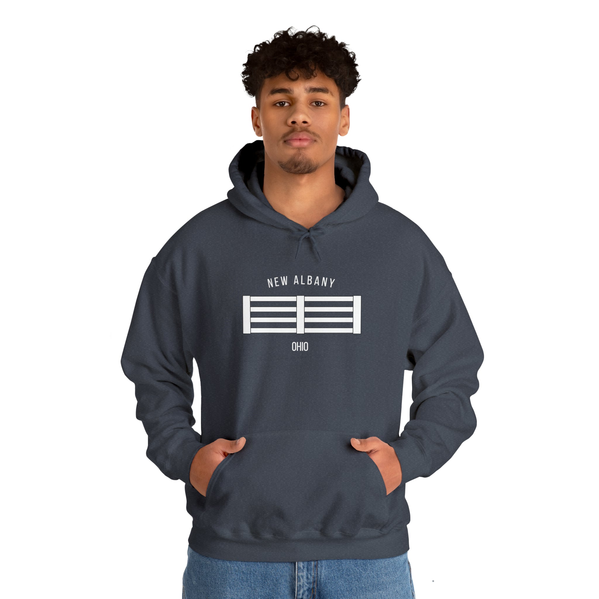 Adult Unisex City Fence Graphic Hoodie - New Albany