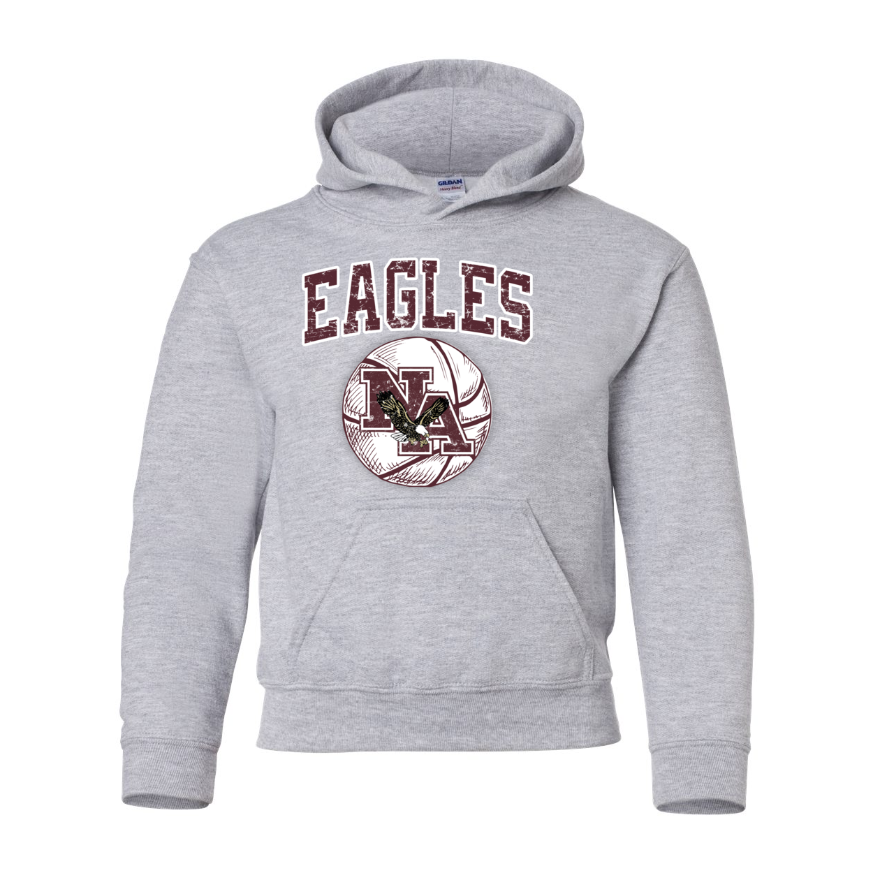 Youth Vintage Eagles Basketball Graphic Hoodie