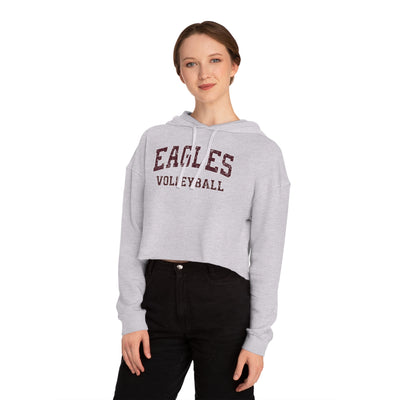 Women's New Albany Eagles Volleyball Vintage Distressed Graphic Crop Hoodie