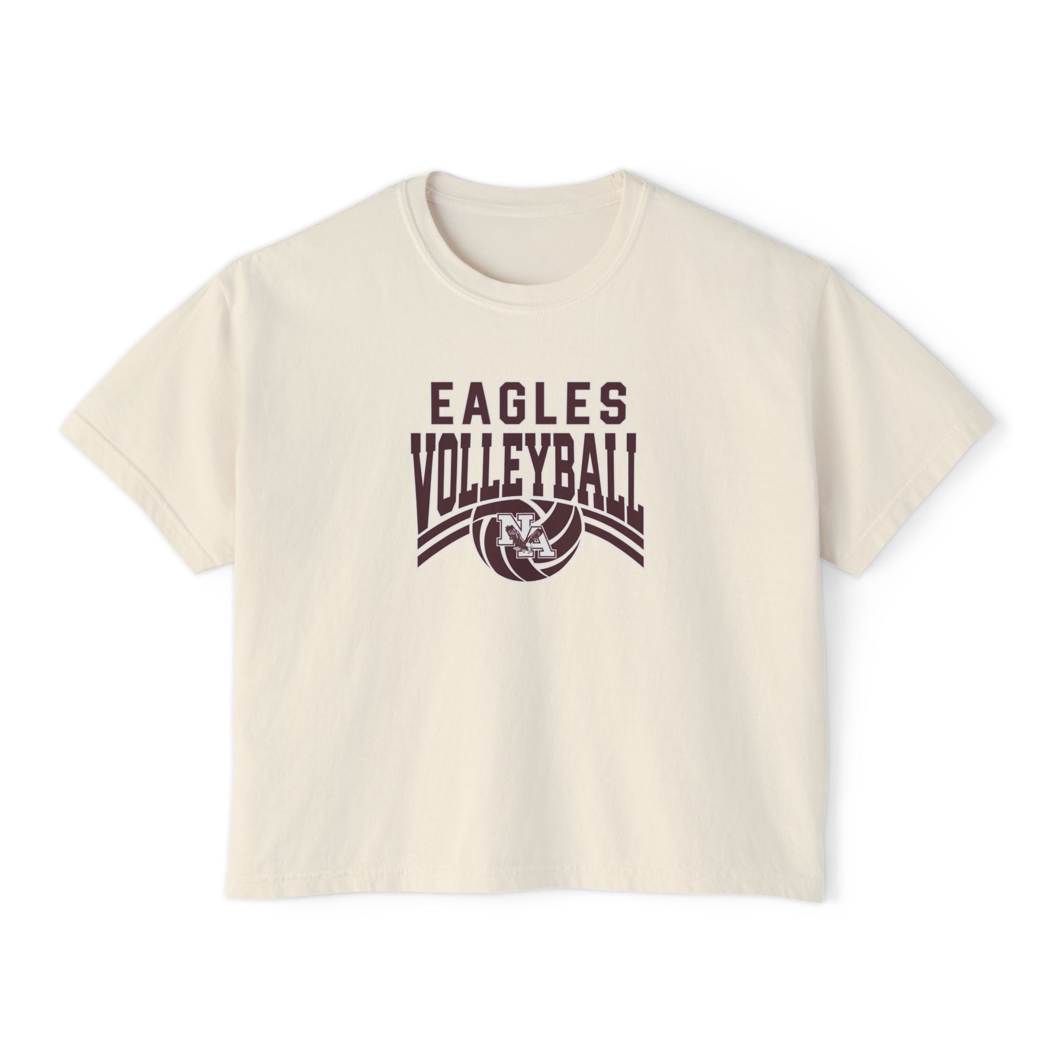 Women's New Albany Volleyball Varsity Arch Graphic Boxy Crop Short Sleeve Tee