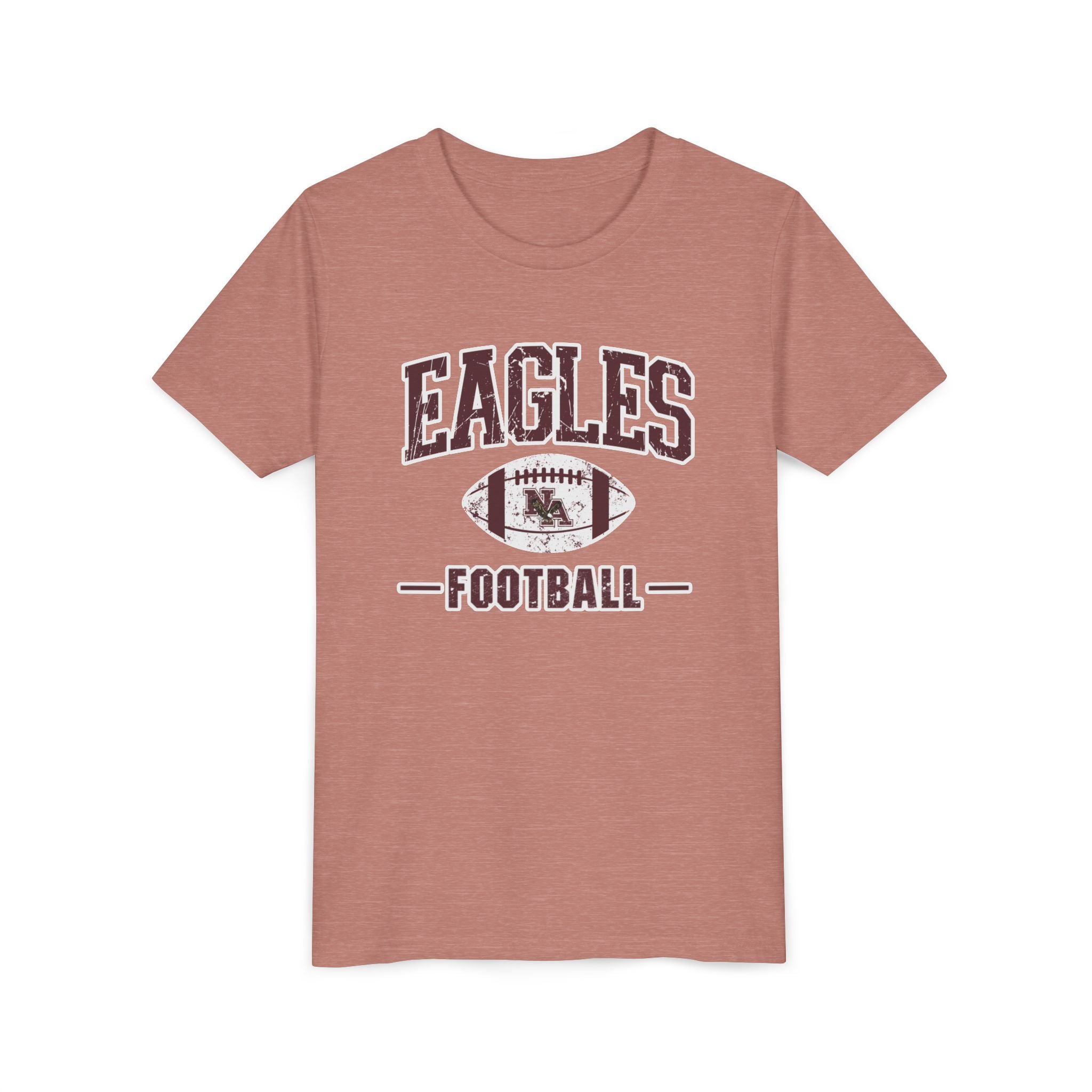 Youth Eagles Football Vintage Distressed Graphic Short Sleeve Soft Tee