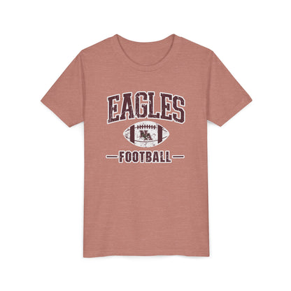 Youth Eagles Football Vintage Distressed Graphic Short Sleeve Soft Tee