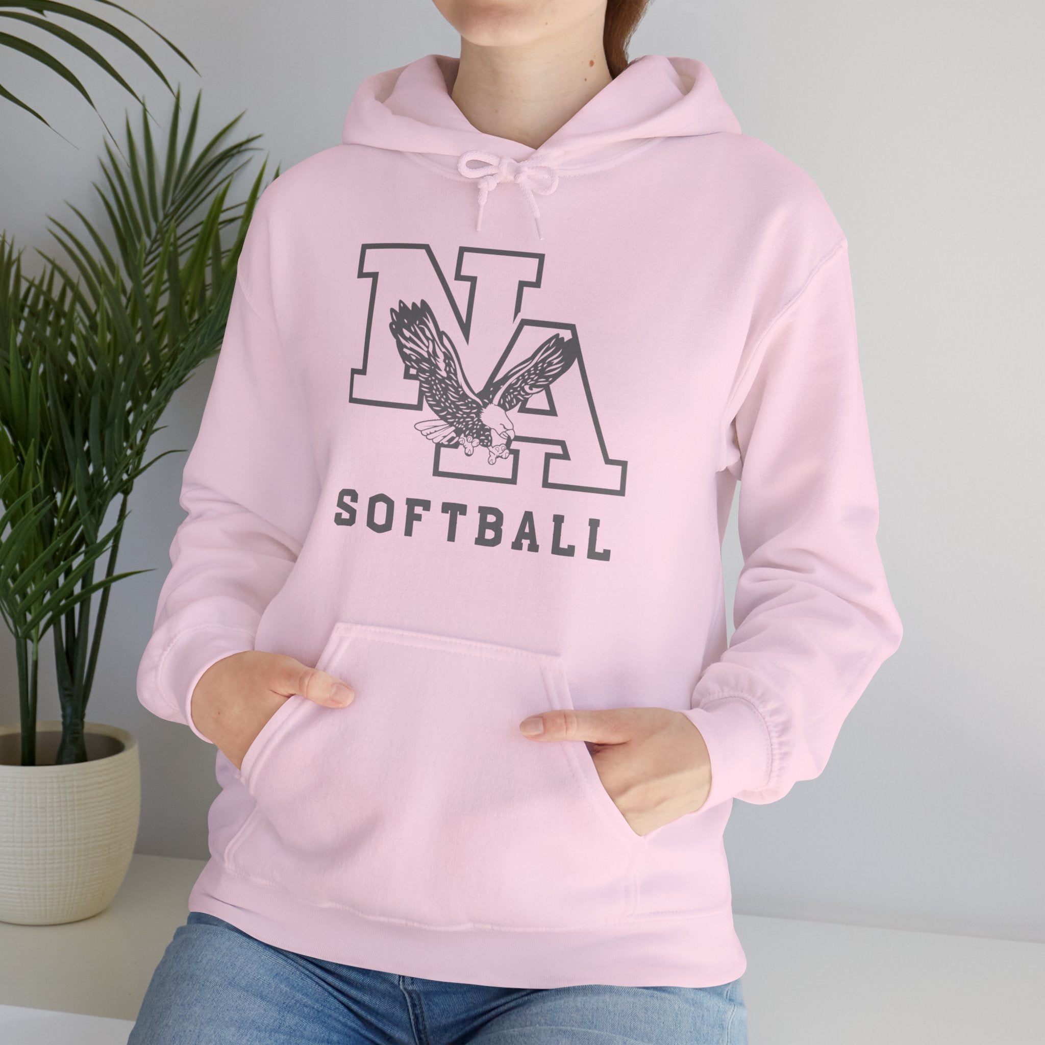 Adult Unisex New Albany Grey Tonal Softball Logo Graphic Hoodie