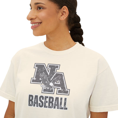 Women's Vintage Faded Logo Baseball Boxy Crop Short Sleeve Tee