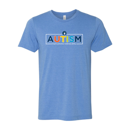 Adult Unisex "Autism Inspire Potential Celebrate Ability" Bridgeway Graphic Short Sleeve Tee