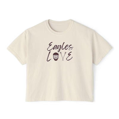 Women's Eagles Lacrosse Love Graphic Boxy Crop Short Sleeve Tee