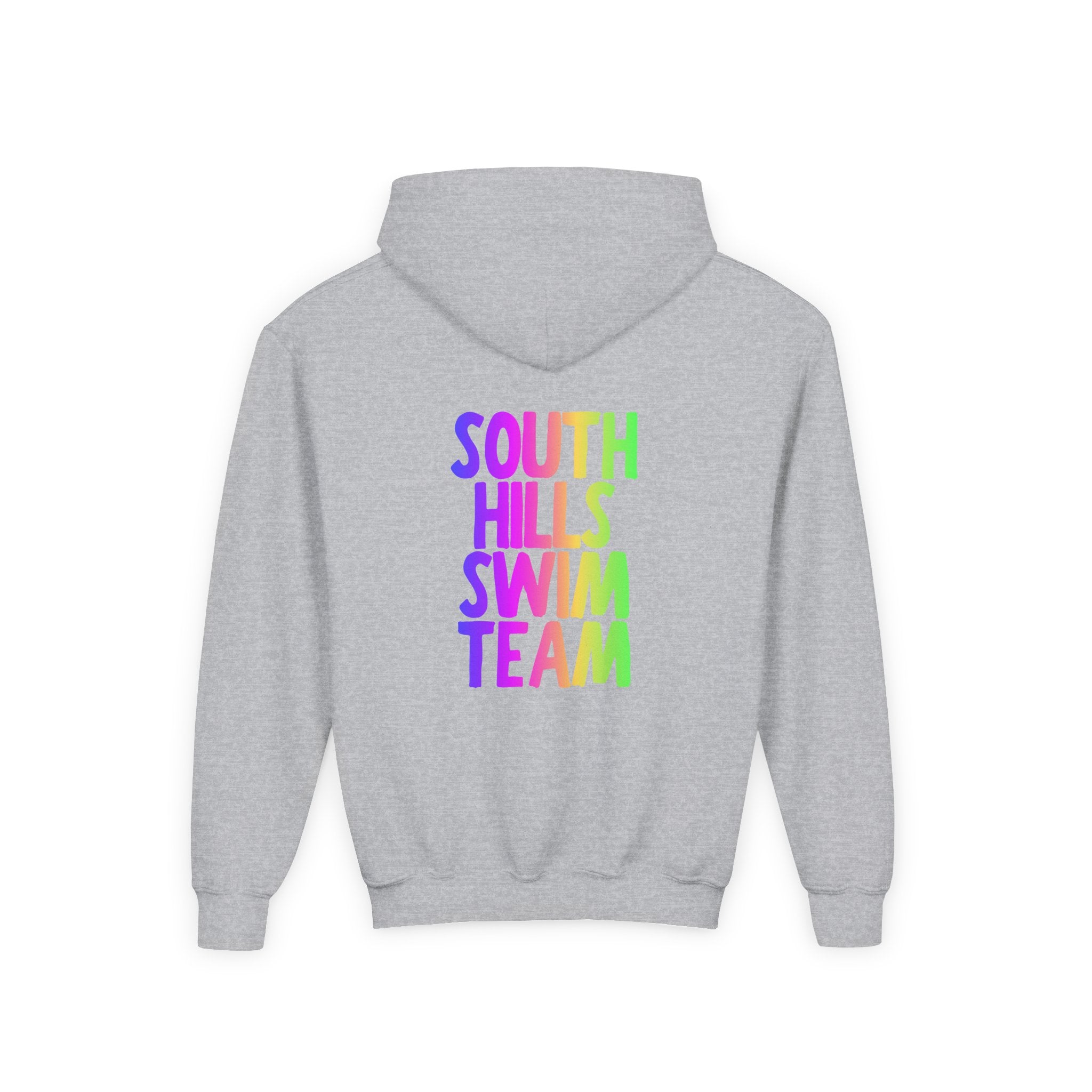 Youth South Hills Swim Team Neon Rainbow Graphic Hoodie