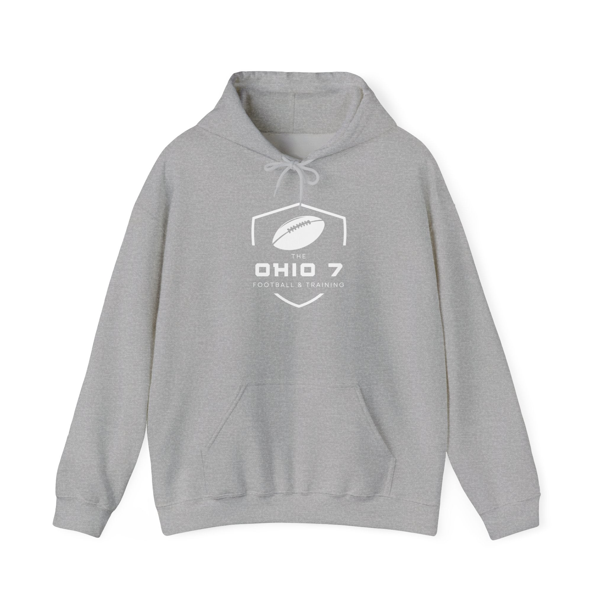 Adult Unisex The Ohio 7 White Logo Gildan Heavy Blend Hoodie