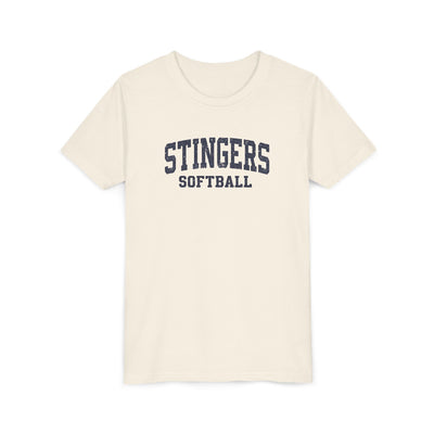 Youth Stingers Softball Vintage Distressed Graphic Short Sleeve Bella + Canvas Soft Tee