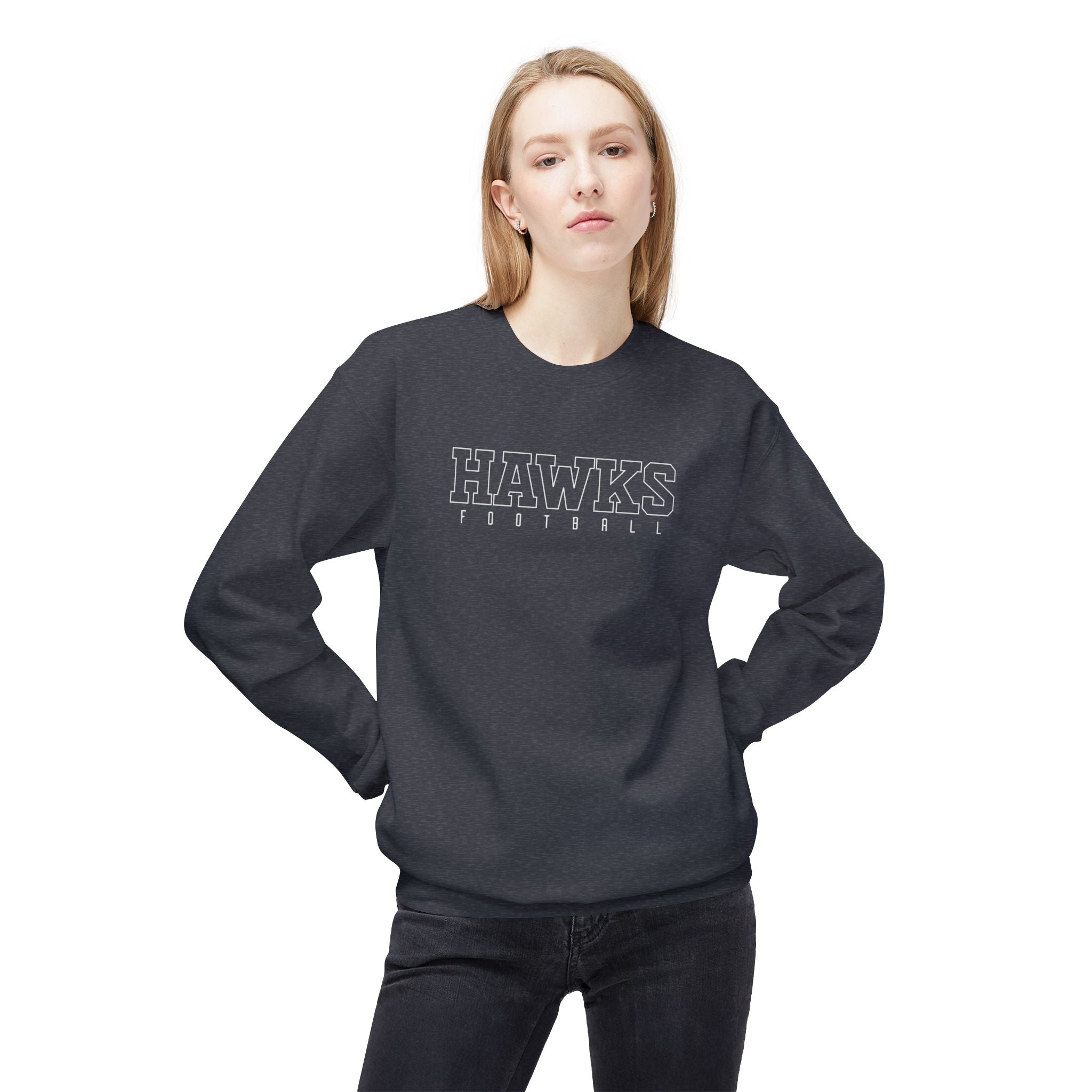 Adult Unisex Westerville Central Block Hawks Football Graphic Soft Style Sweatshirt