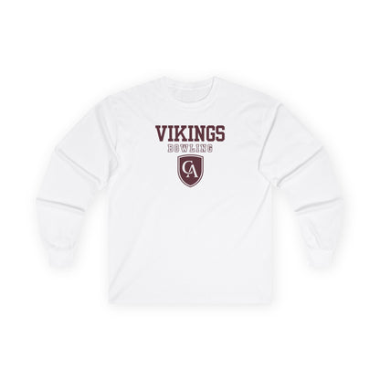 Adult Unisex Columbus Academy Vikings Bowling Graphic Gildan Long Sleeve Tee