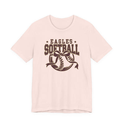 Adult Unisex New Albany Eagles Softball Spirit Bow Graphic Short Sleeve Soft Tee