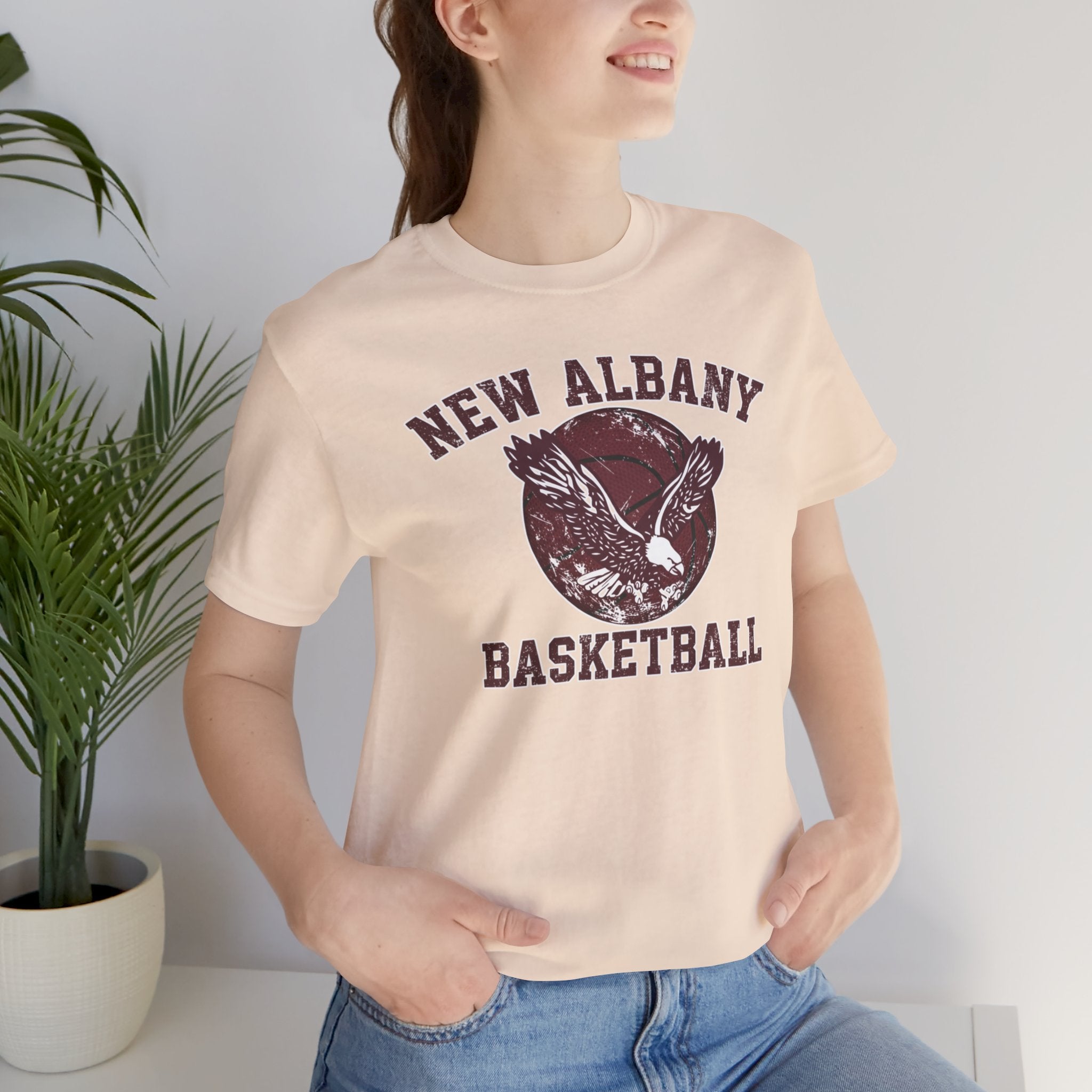 Adult Unisex New Albany Eagles Basketball Vintage Victory Graphic Short Sleeve Soft Tee