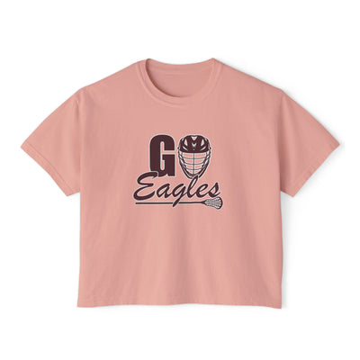 Women's Go Eagles Lacrosse Graphic Boxy Crop Short Sleeve Tee