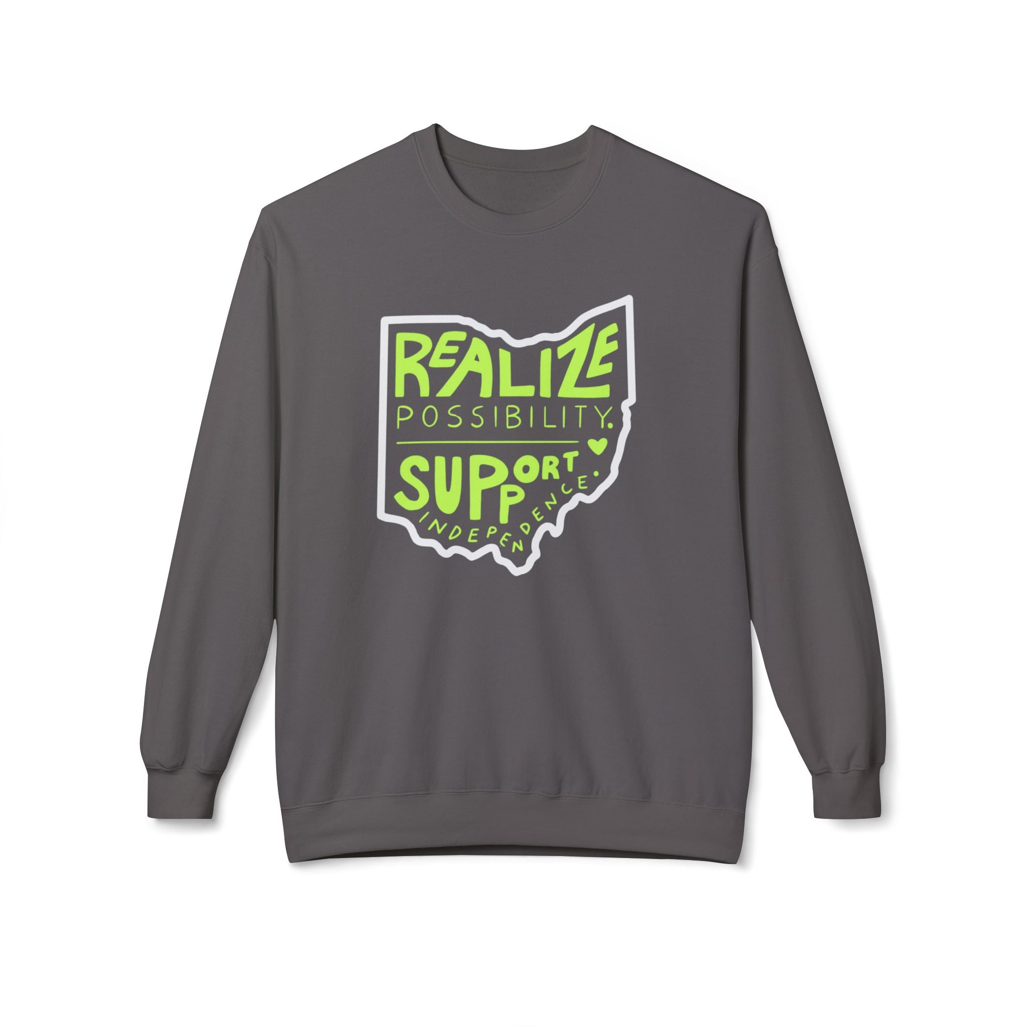 Adult Unisex Realize Possibility Support Independence Graphic Soft Style Sweatshirt