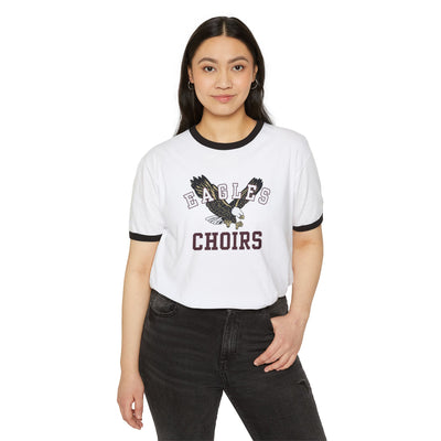 Adult Unisex Flying Choirs Eagle Graphic Short Sleeve Ringer Tee