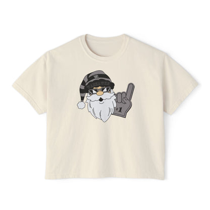 Women's Westerville Central Spirited Santa Graphic Boxy Crop Short Sleeve Tee