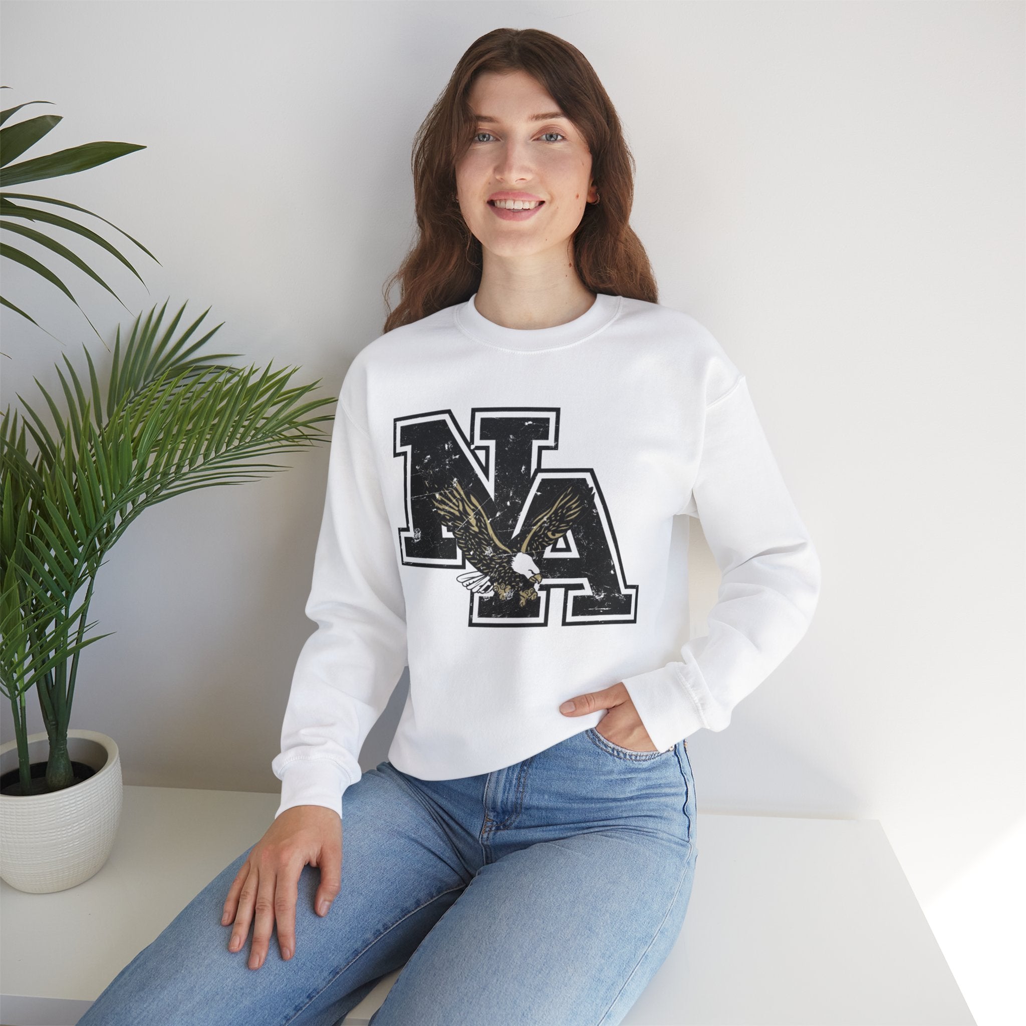 Adult Unisex Black Vintage Distressed Logo Graphic Sweatshirt