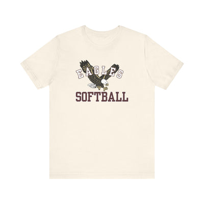 Adult Unisex Flying Softball Eagle Graphic Short Sleeve Soft Tee