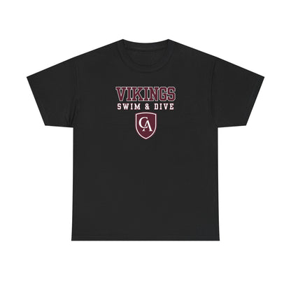Adult Unisex Columbus Academy Vikings Swim & Dive Graphic Short Sleeve Gildan Heavy Tee