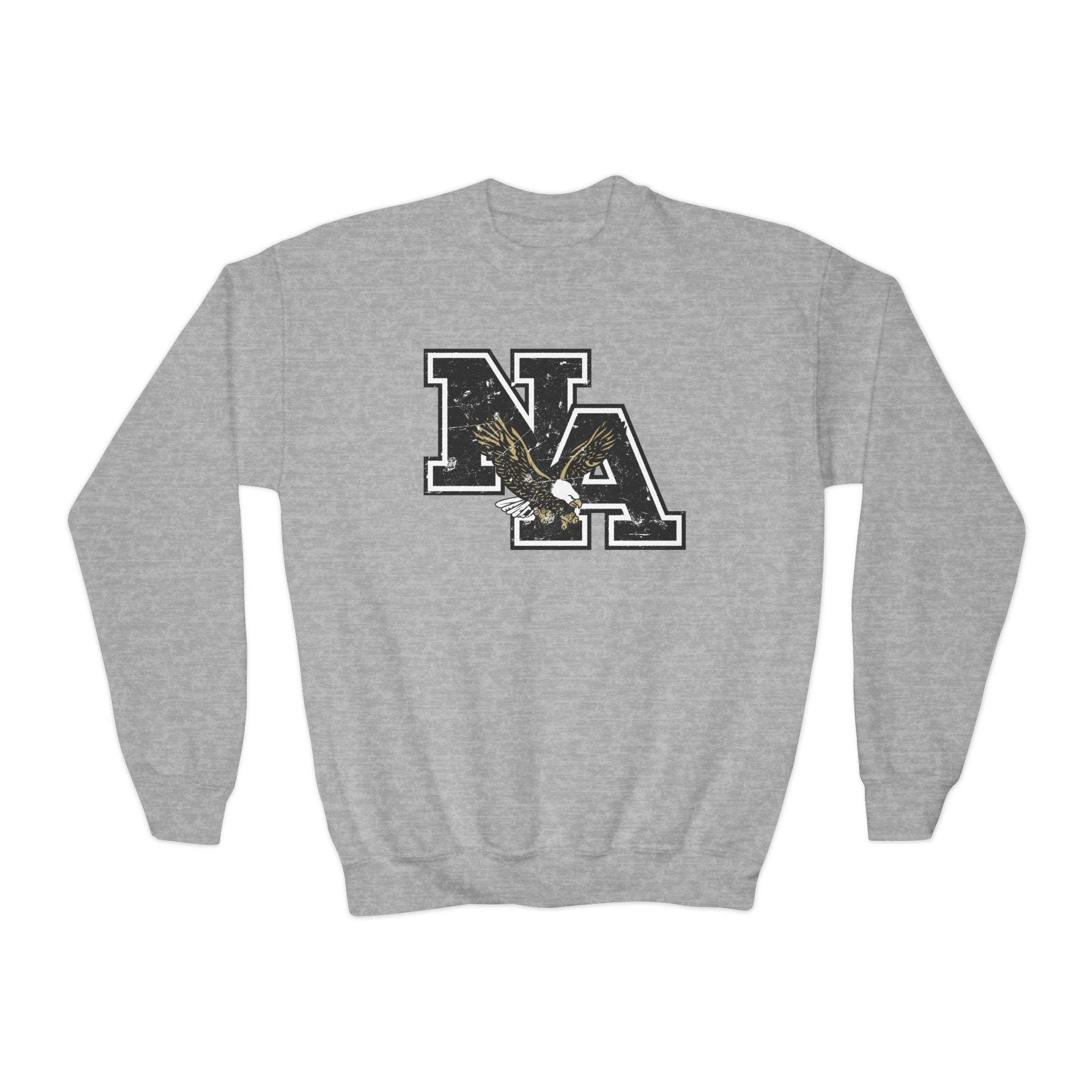 Youth Black Vintage Distressed Logo Graphic Sweatshirt