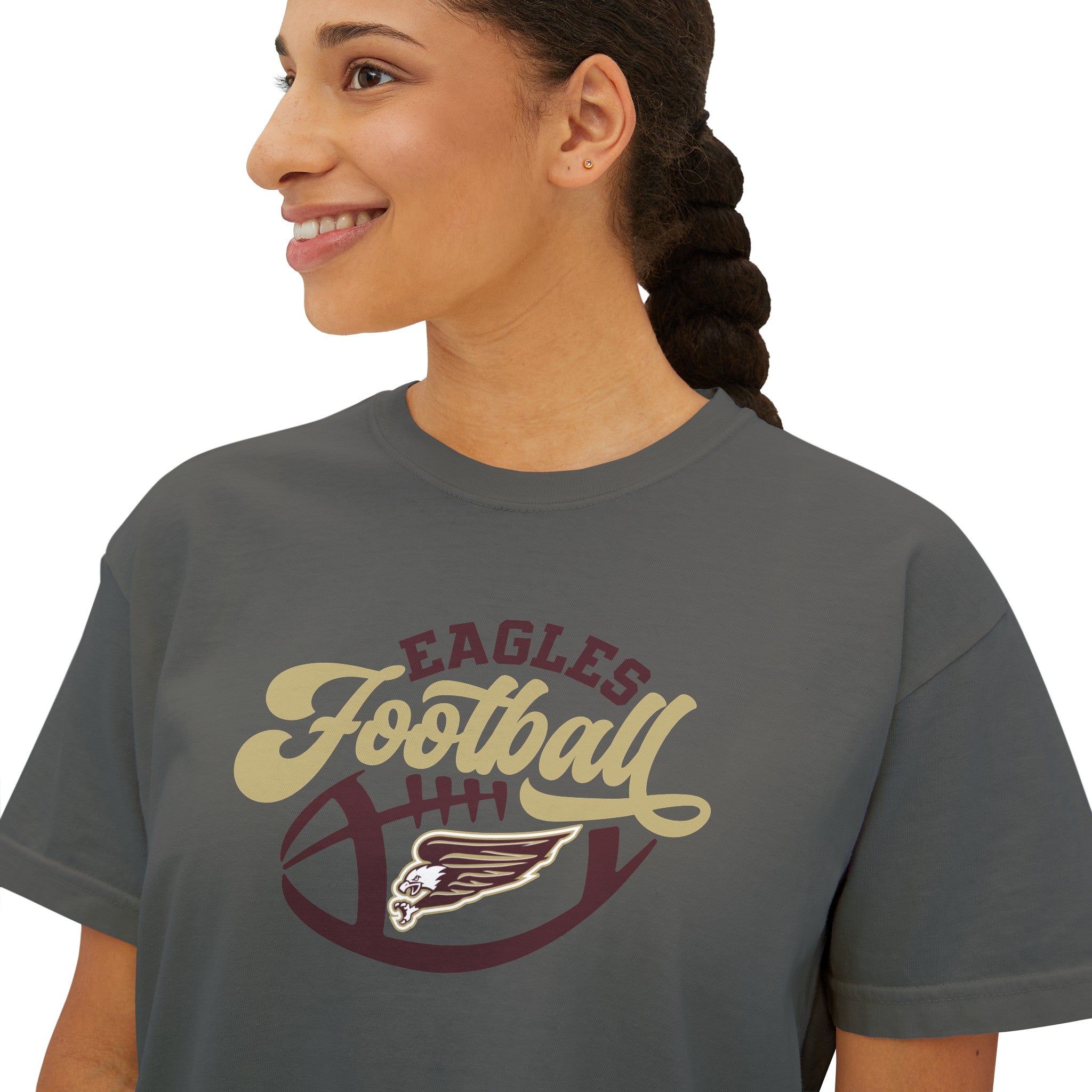 Women's Eagles Football Boxy Crop Short Sleeve Graphic Tee