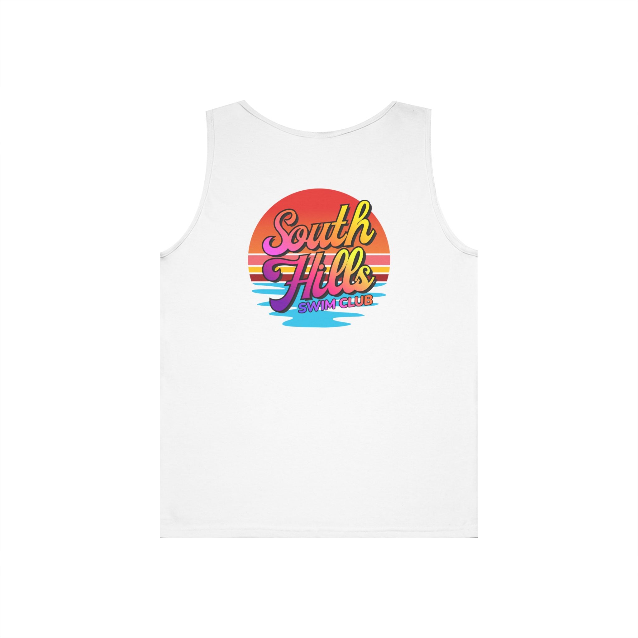 Adult Unisex South Hills Swim Club Sunset Script Graphic Tank