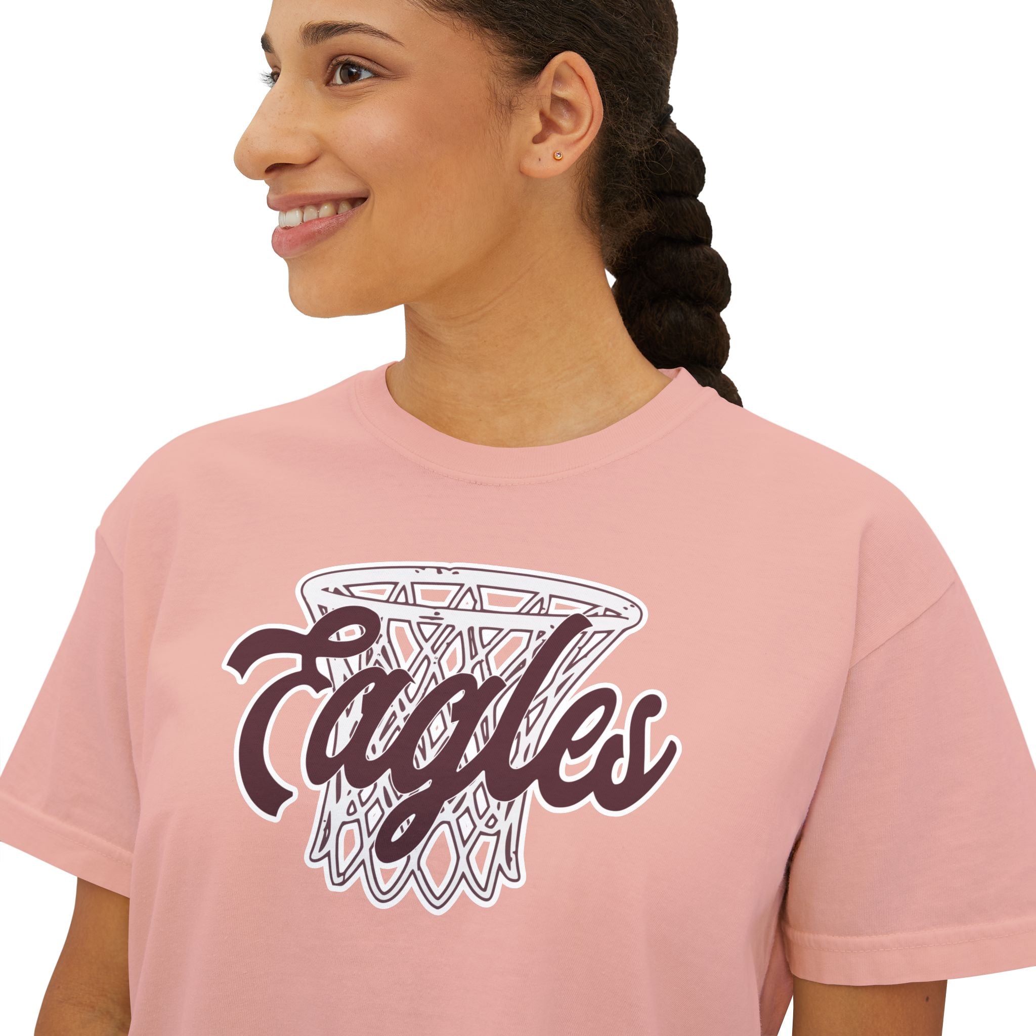 Women's Vintage Eagles Hoops Boxy Crop Short Sleeve Graphic Tee