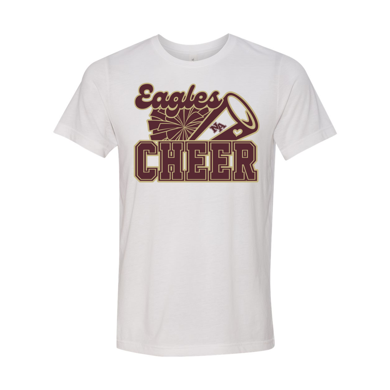 Adult Unisex Super Soft Megaphone Cheer Short Sleeve Graphic Tee - New Albany Eagles