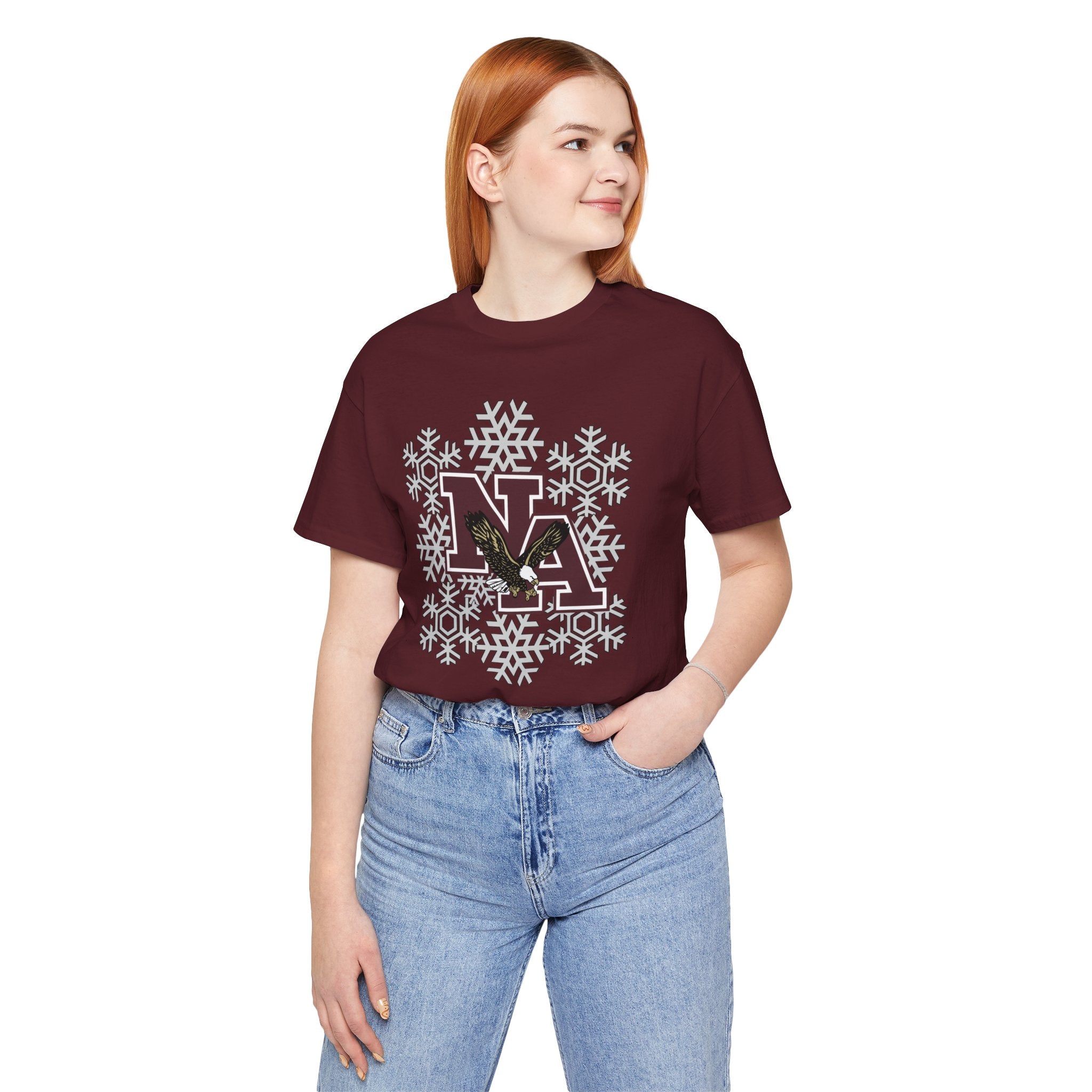 Adult Unisex New Albany Classic Logo Spirited Snowflake Graphic Short Sleeve Soft Tee
