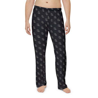 Men's Pajama Pant in Black with Allover Classic Black Logo Print