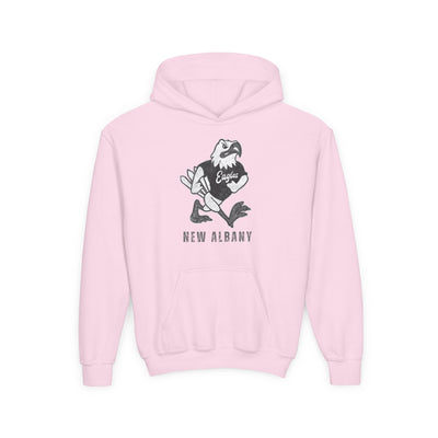 Youth New Albany Black and White Vintage Fighting Eagle Graphic Hoodie