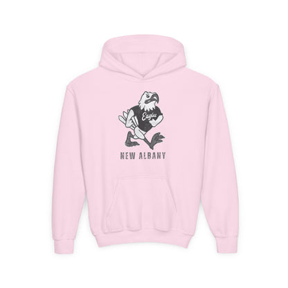 Youth New Albany Black and White Vintage Fighting Eagle Graphic Hoodie