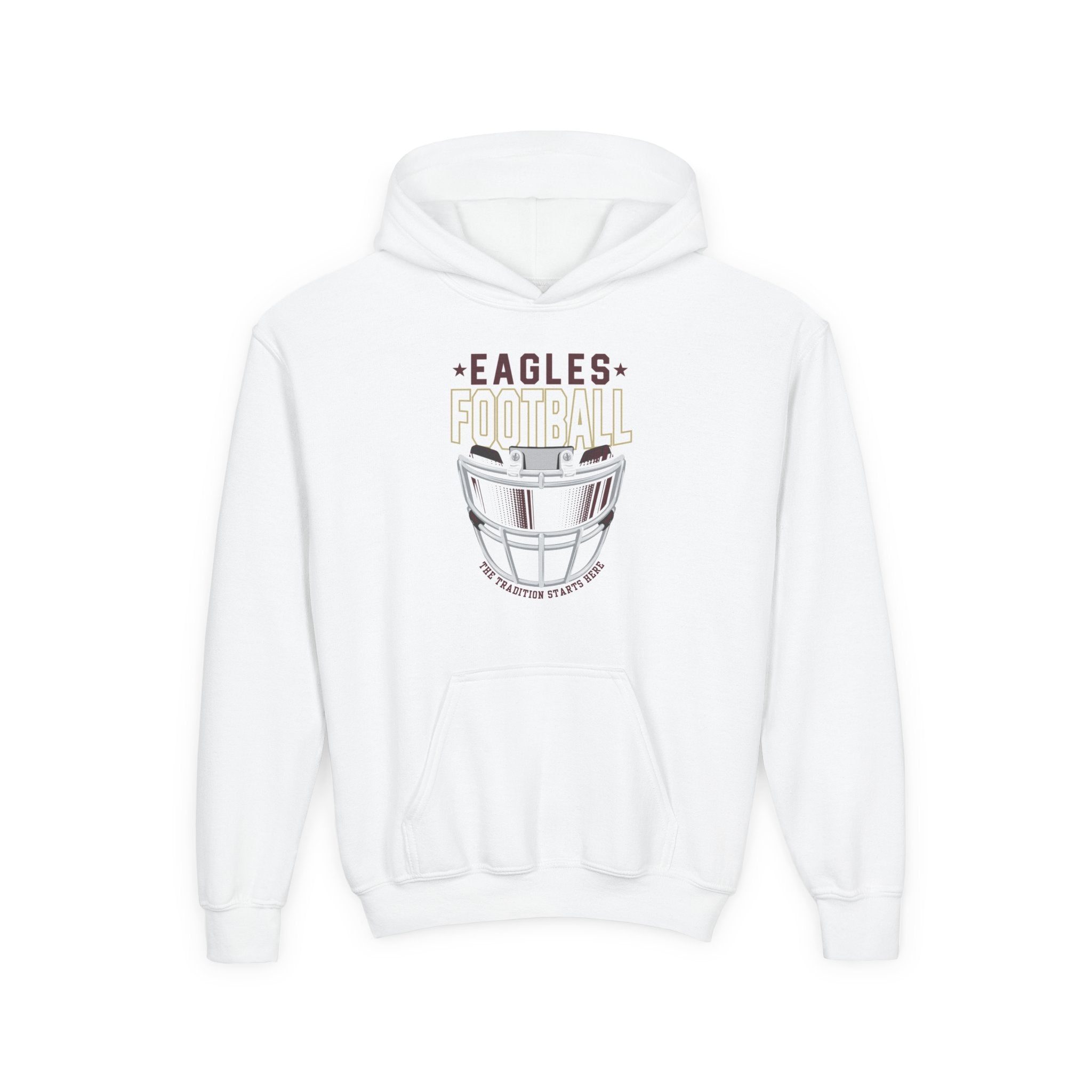 Youth Eagles White Hype Helmet Graphic Hoodie