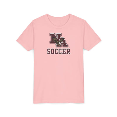 Youth New Albany Classic Maroon Soccer Logo Graphic Short Sleeve Bella + Canvas Soft Tee