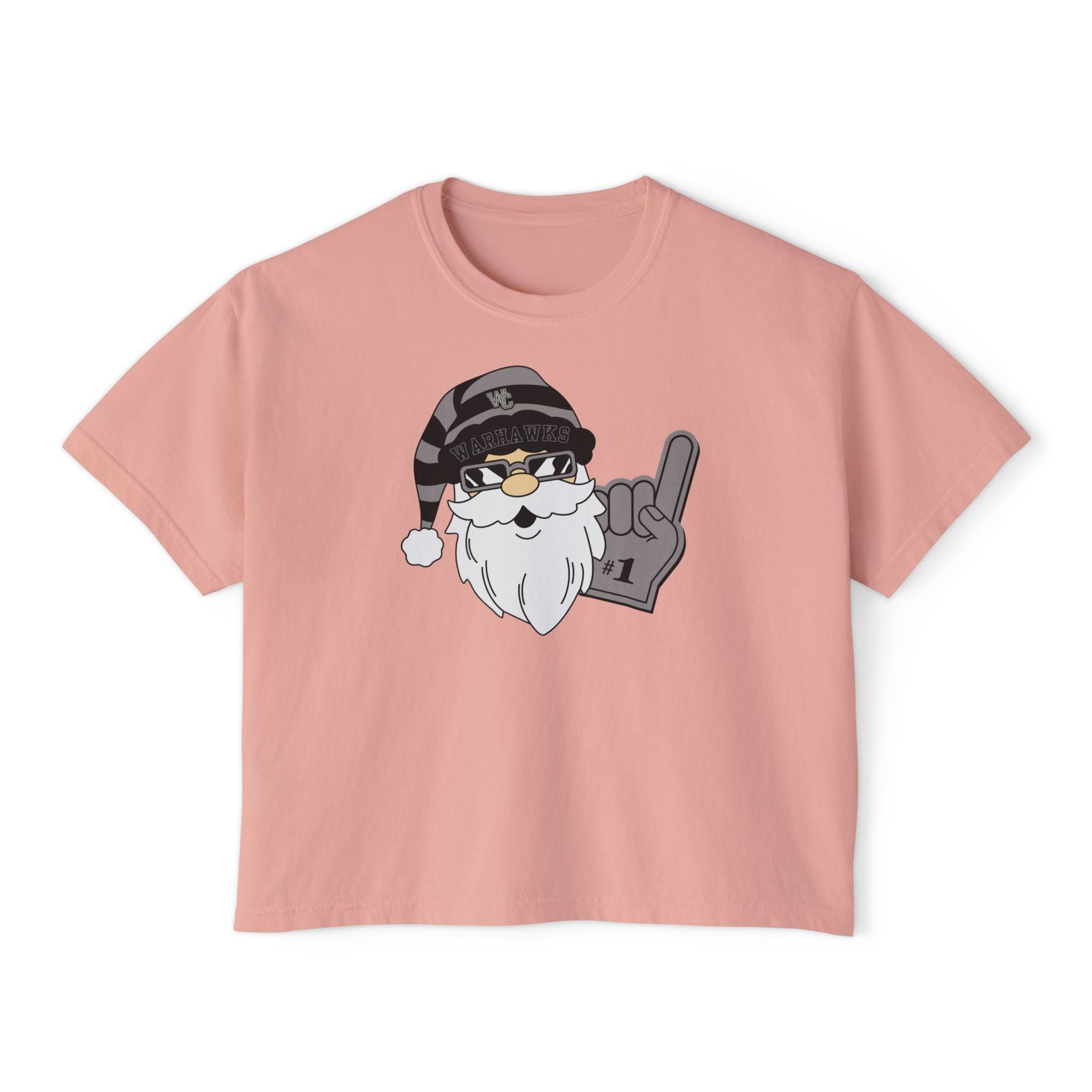 Women's Westerville Central Spirited Santa Graphic Boxy Crop Short Sleeve Tee