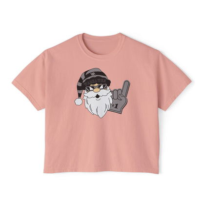 Women's Westerville Central Spirited Santa Graphic Boxy Crop Short Sleeve Tee
