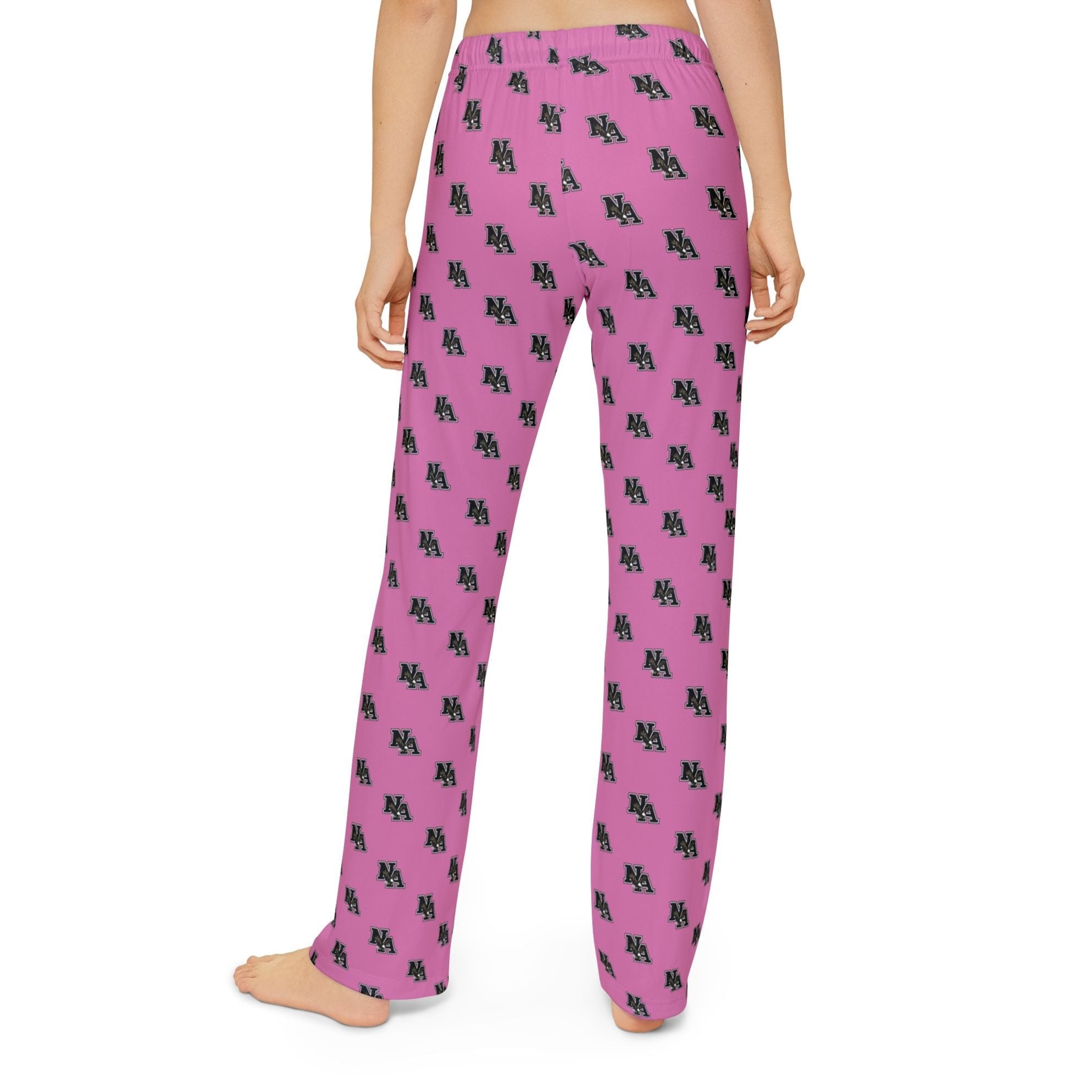 Youth Pajama Pant in Pink with Allover Classic Black Logo Print