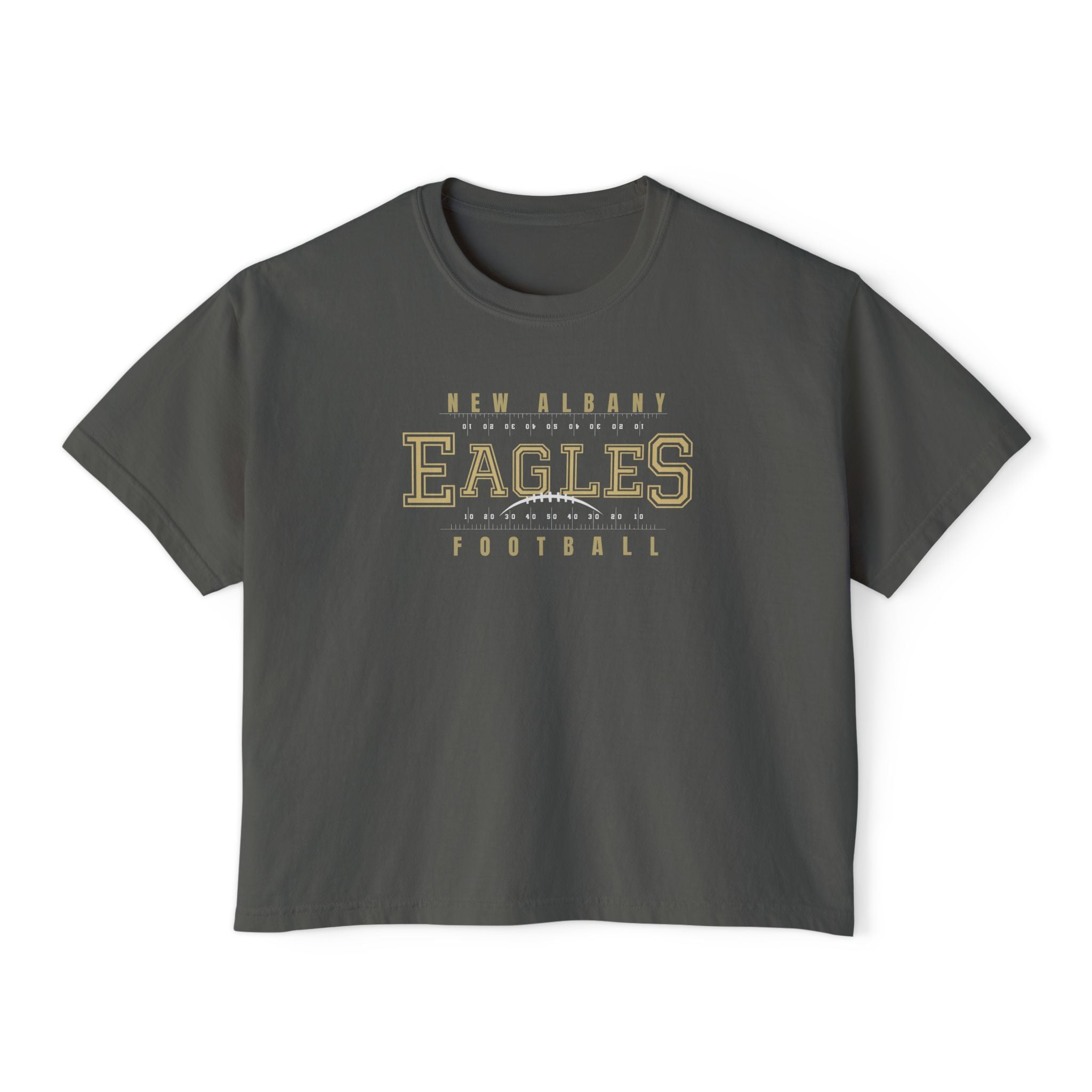 Women's New Albany Football Defend the Field Graphic Boxy Crop Short Sleeve Tee