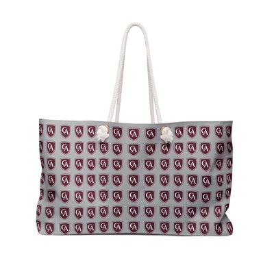 Columbus Academy Allover Logo Print Large Grey Tote
