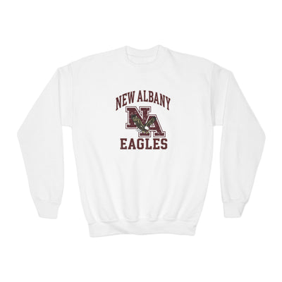 Youth New Albany Vintage Vibes Football Logo Graphic Gildan Heavy Blend Sweatshirt