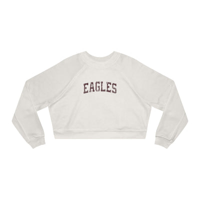 Women's Distressed Maroon Eagles Graphic Cropped Fleece Sweatshirt