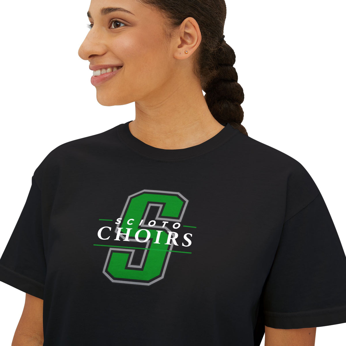 Women's Dublin Scioto Choirs Classic Logo Graphic Boxy Crop Short Sleeve Tee