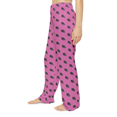 Women's Pajama Pant with Allover Classic Black Logo Print - PINK OCTOBER