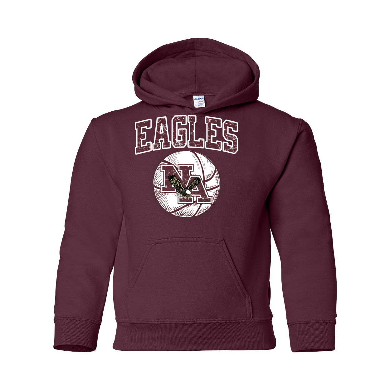 Youth Vintage Eagles Basketball Graphic Hoodie