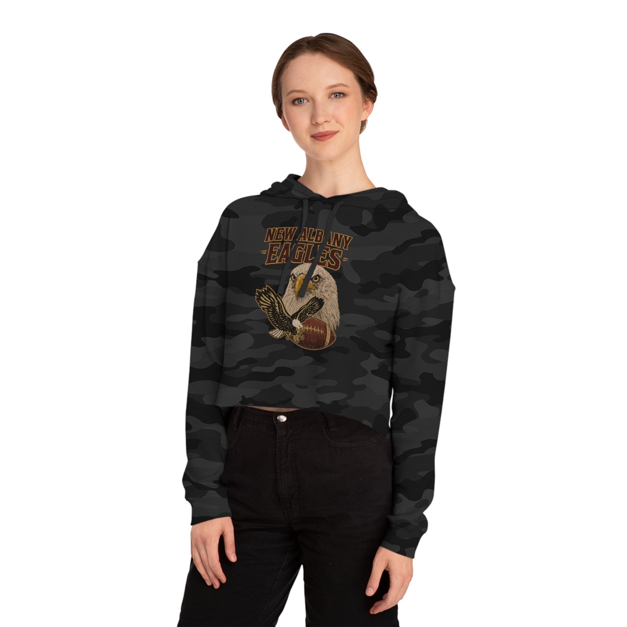 Women's New Albany Gridiron Eagle Graphic Crop Hoodie
