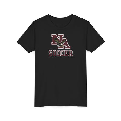 Youth New Albany Classic Maroon Soccer Logo Graphic Short Sleeve Bella + Canvas Soft Tee