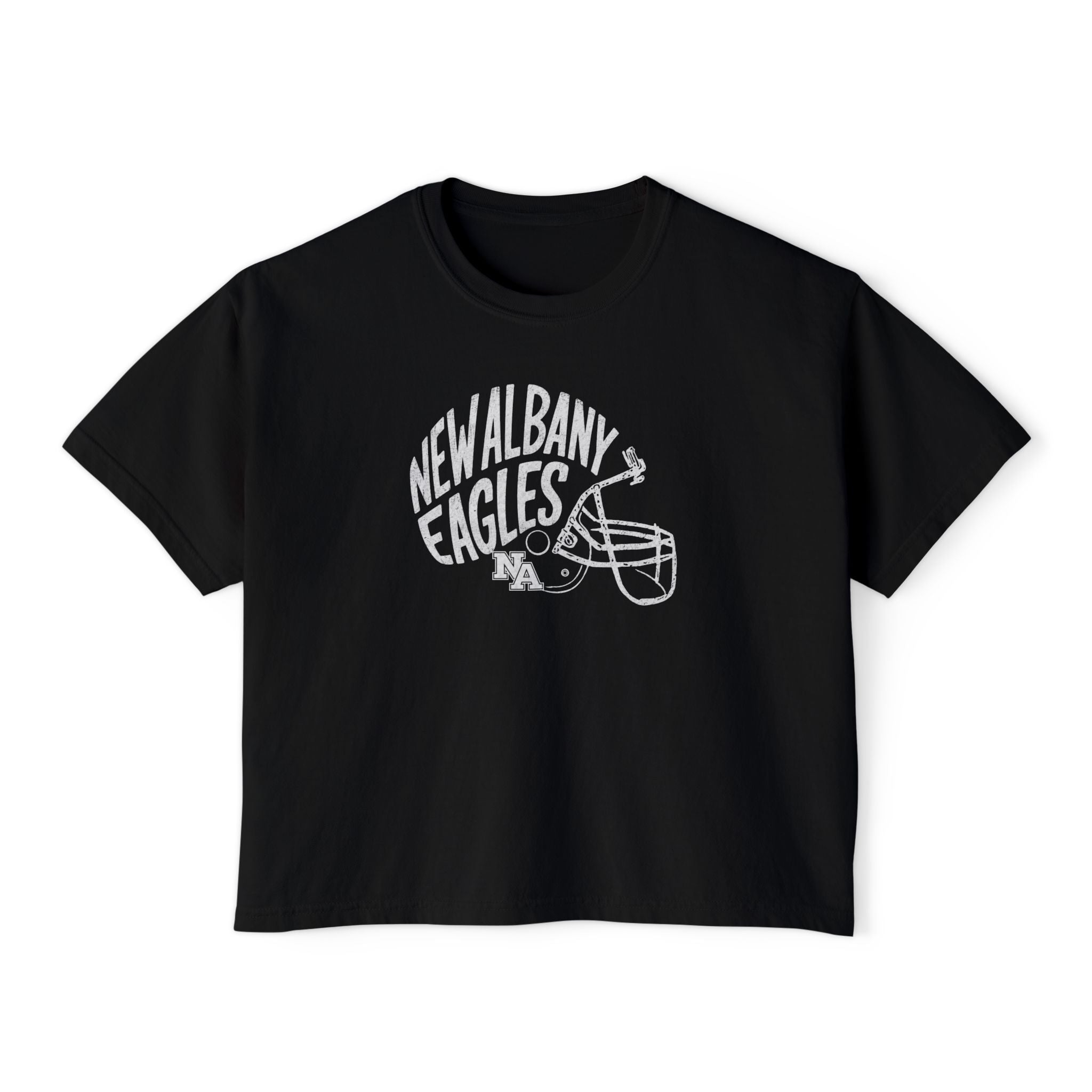 Women's New Albany Vintage Vibes Football Helmet Graphic Boxy Crop Short Sleeve Tee